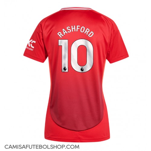 Camisa de time de futebol Manchester United Marcus Rashford #10 Replicas 1º Equipamento Feminina 2024-25 Manga Curta